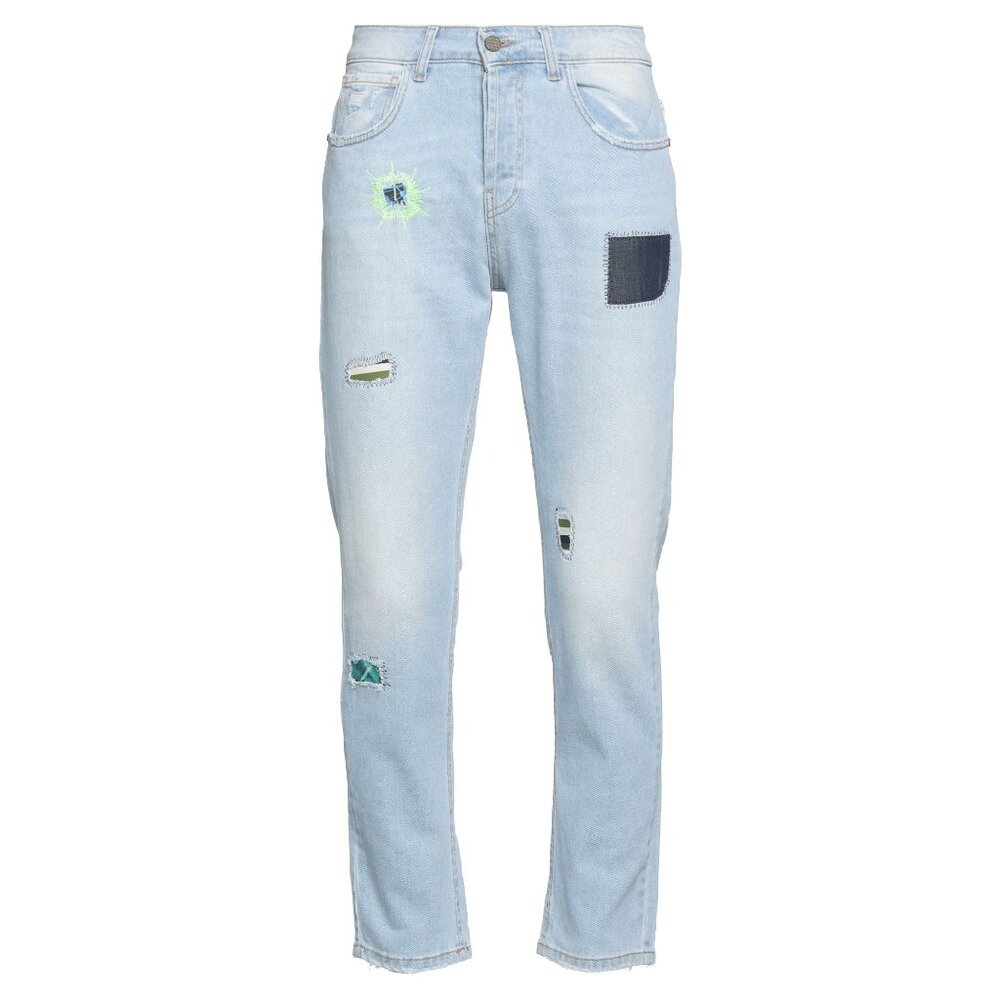 NEILL KATTER Men's Patchwork Skinny Blue Jeans Size 32" Waist 28" Inseam Italian
